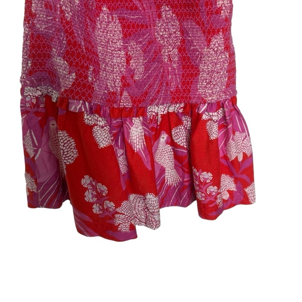 Farm Rio Women's L Red & Pink Dewdrop Floral One-Shoulder Dress Party/Cocktail - Picture 8 of 10